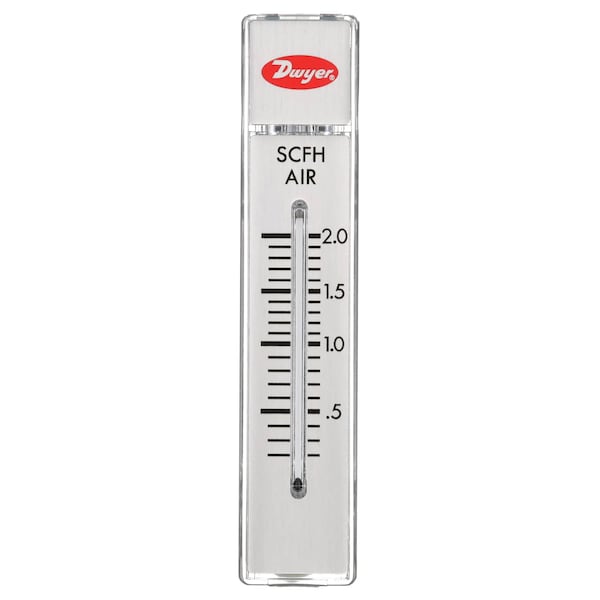 Flowmeter, range 5-50 SCFH air, no valve.
